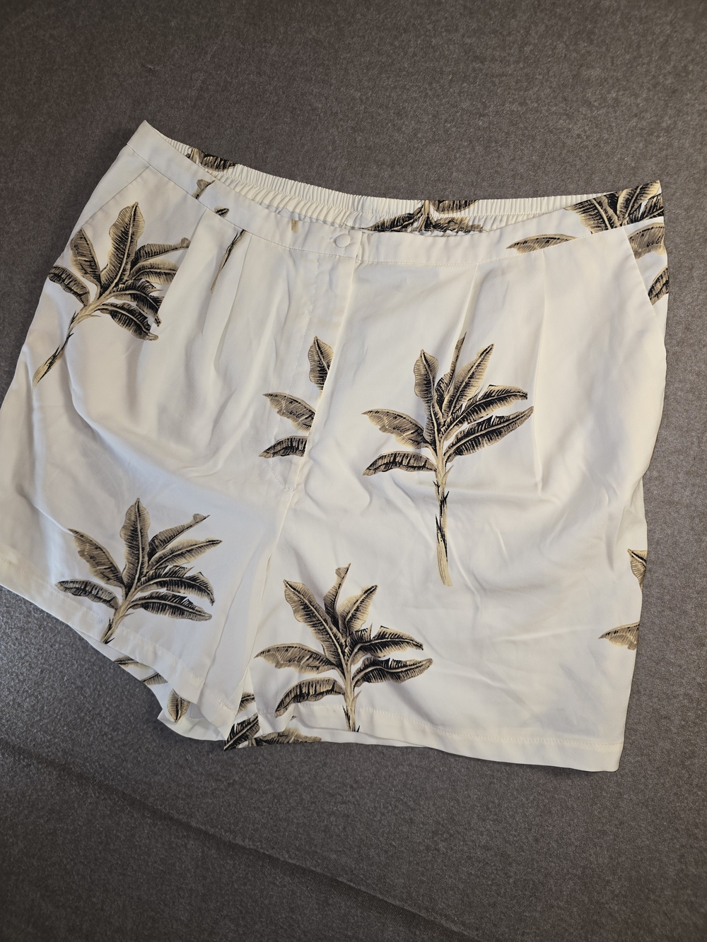 Worthington White Tropical Palm Print Shorts Women's XL